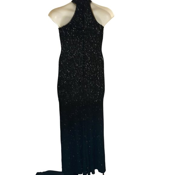 Vintage Jessica Mcclintock Gunne Sax Black Strapless Sparkly Evening Gown with C - Picture 3 of 7